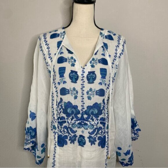 NWT Johnny Was Jade Collection Biannca Linen Kaftan Dress - Picture 10 of 15